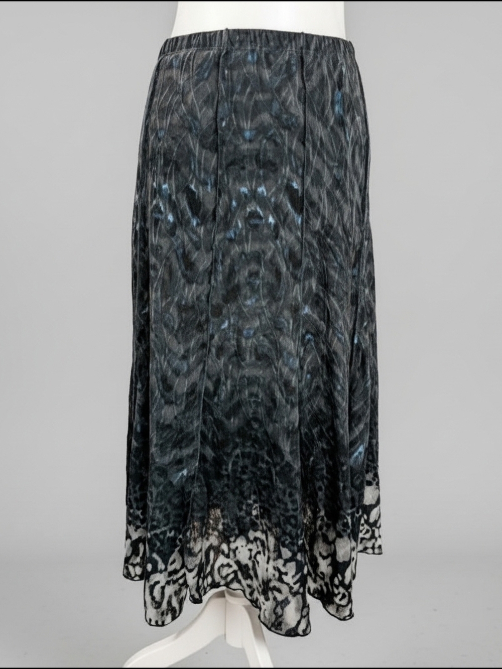 Chico's Black and Blue Patterned Midi Skirt
